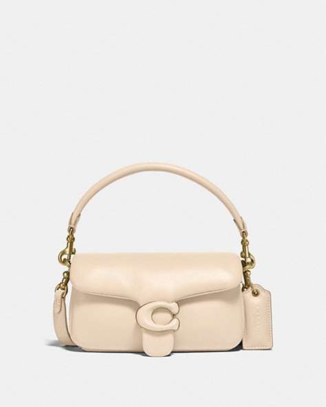 COACH®,PILLOW TABBY SHOULDER BAG 18,Smooth Leather,Mini,Brass/Ivory,Front View