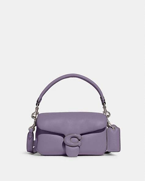 COACH®,PILLOW TABBY SHOULDER BAG 18,Smooth Leather,Mini,Silver/Light Violet,Front View