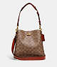 COACH®,WILLOW BUCKET BAG IN SIGNATURE CANVAS,Signature Coated Canvas,Medium,Brass/Tan/Rust,Front View