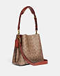 COACH®,WILLOW BUCKET BAG IN SIGNATURE CANVAS,Signature Coated Canvas,Medium,Brass/Tan/Rust,Angle View