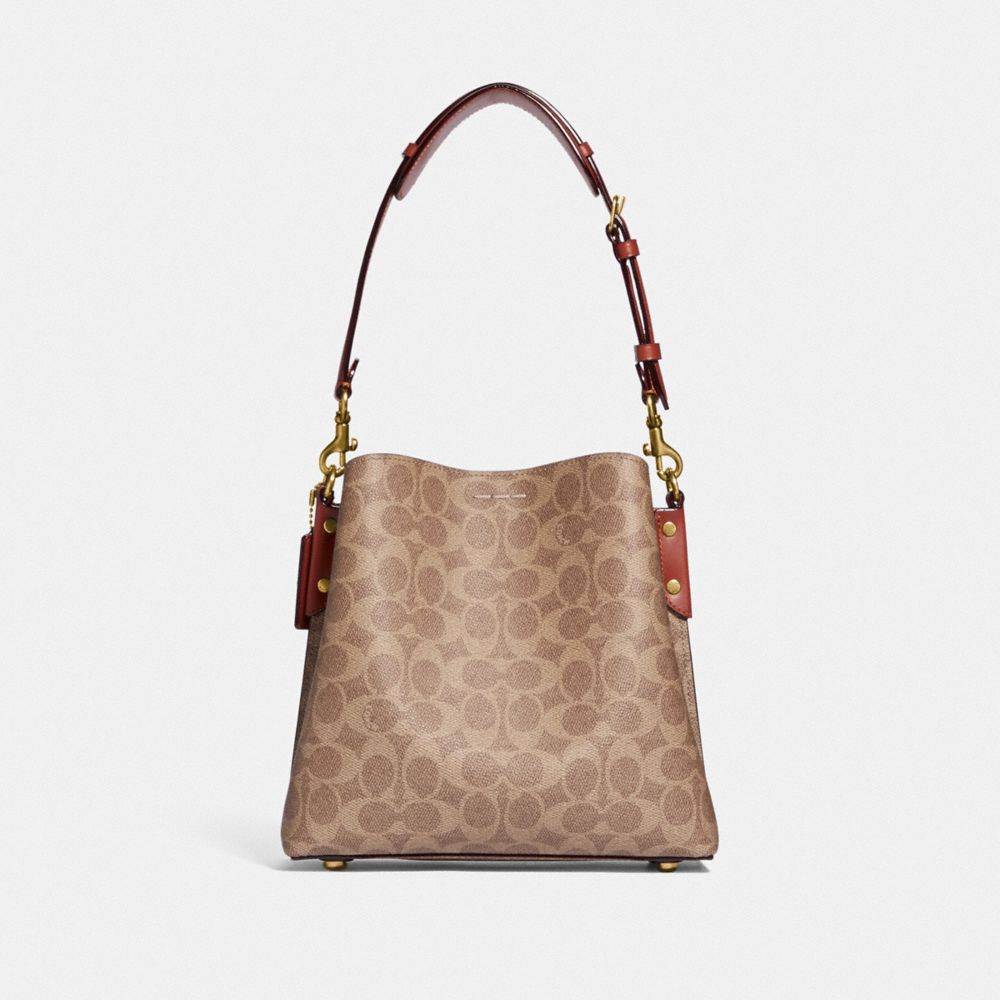 Shop Coach Willow Bucket Bag In Signature Canvas In Brass/tan/rust