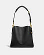 COACH®,WILLOW BUCKET BAG,Pebble Leather,Medium,Brass/Black,Back View