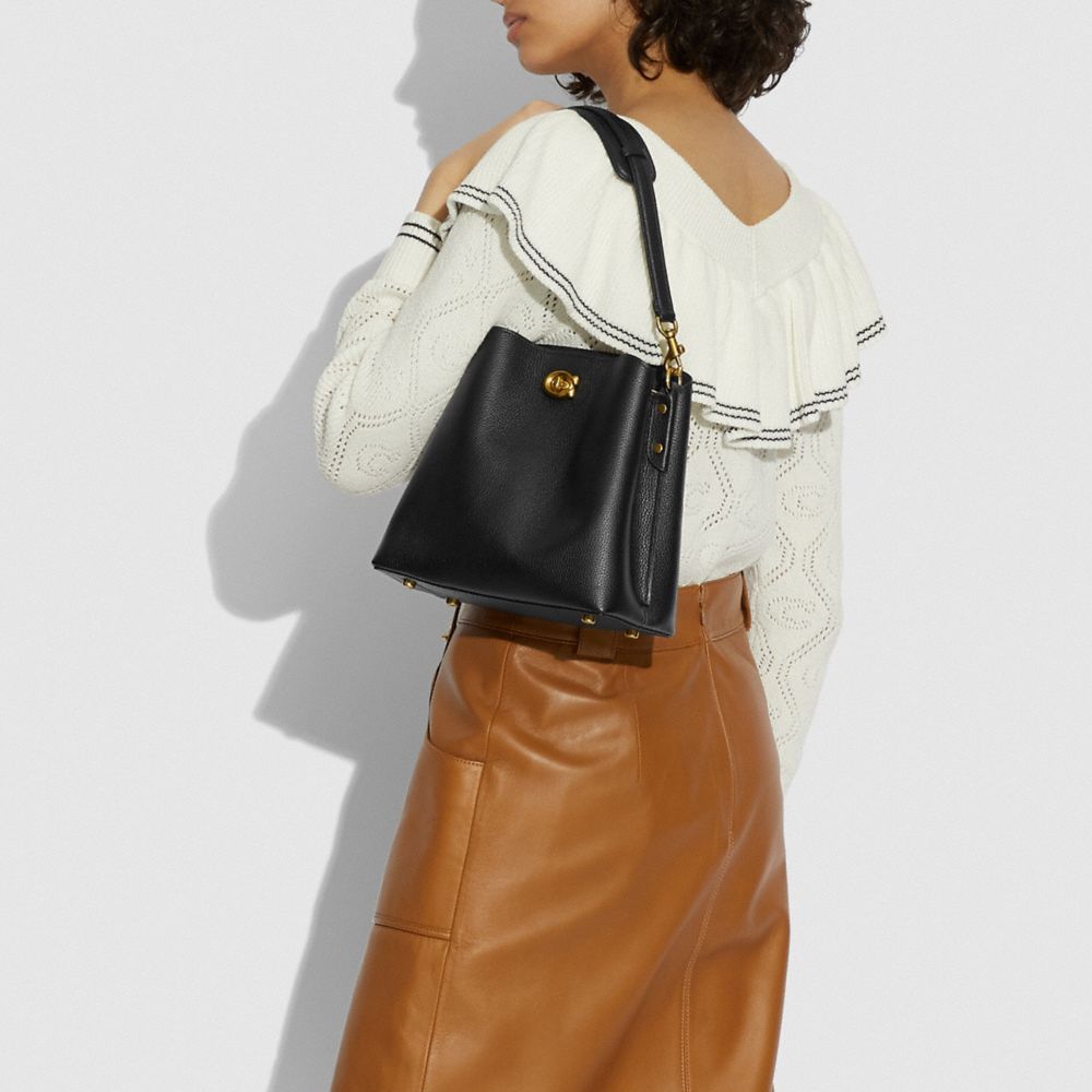 Coach Willow Leather Bucket Bag - Black