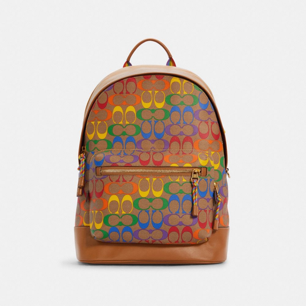 COACH® Outlet | West Backpack In Rainbow Signature Canvas