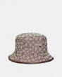 COACH®,SIGNATURE JACQUARD BUCKET HAT IN ORGANIC COTTON AND RECYCLED POLYESTER,Organic Cotton,Stone 1941 Saddle,Front View