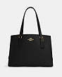 COACH®,TATUM CARRYALL 40,Crossgrain Leather,Large,Gold/Black True Red,Front View