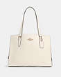 COACH®,TATUM CARRYALL 40,Crossgrain Leather,Large,Gold/Chalk Light Saddle,Front View