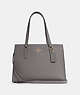 COACH®,TATUM CARRYALL,Crossgrain Leather,Large,Gold/Heather Grey,Front View