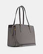 COACH®,TATUM CARRYALL,Crossgrain Leather,Large,Gold/Heather Grey,Angle View