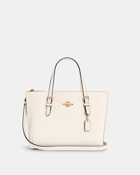 COACH®,MOLLIE TOTE 25,Crossgrain Leather,Large,Anniversary,Gold/Chalk Light Saddle,Front View