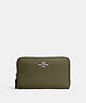 COACH®,MEDIUM ID ZIP WALLET,Pebbled Leather,Mini,Silver/Olive Drab,Front View