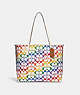 COACH®,CITY TOTE IN RAINBOW SIGNATURE CANVAS,pvc,Large,Silver/Chalk Multi,Front View