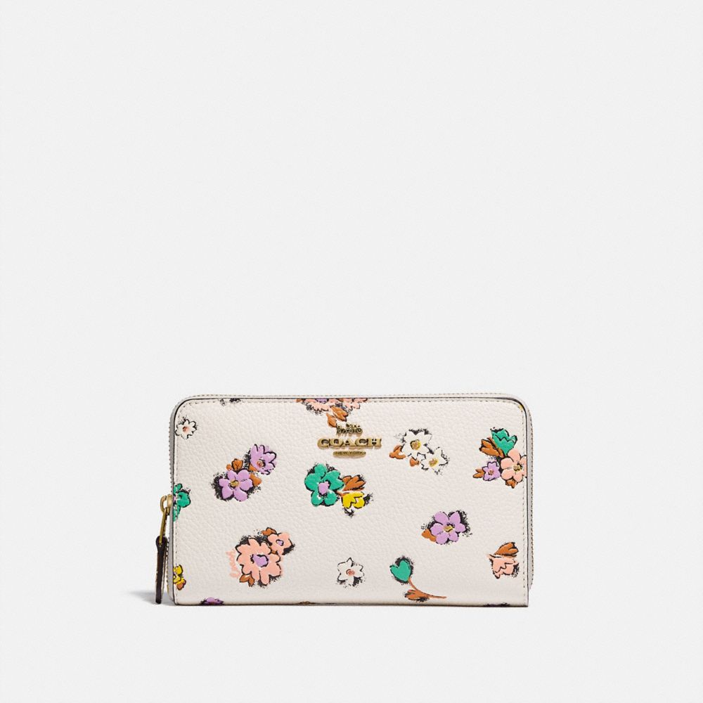 Medium Zip Around Wallet With Floral Print COACH®