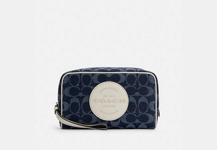 Dempsey Boxy Cosmetic Case 20 In Signature Denim With Coach Patch image number 0