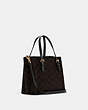 COACH®,MOLLIE TOTE 25 IN SIGNATURE CANVAS,Signature Coated Canvas/Smooth Leather,Large,Anniversary,Gold/Brown Black,Angle View