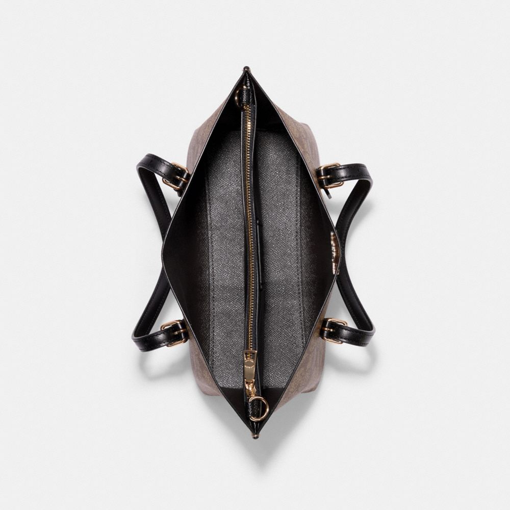 COACH®,Mollie Tote Bag 25 In Signature Canvas,Canvas,Leather,Tote,PVC,Logo,Gold Metal,Work,Multi Color,Inside View,Top View