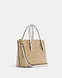 COACH®,MOLLIE TOTE 25 IN SIGNATURE CANVAS,Signature Coated Canvas/Smooth Leather,Large,Anniversary,Gold/Light Khaki Chalk,Angle View