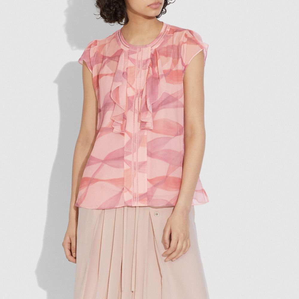 COACH® Printed Ruffle Blouse