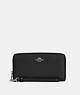COACH®,LONG ZIP AROUND WALLET,Pebbled Leather,Mini,Silver/Black,Front View