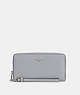 COACH®,LONG ZIP AROUND WALLET,Pebbled Leather,Mini,Silver/Granite,Front View