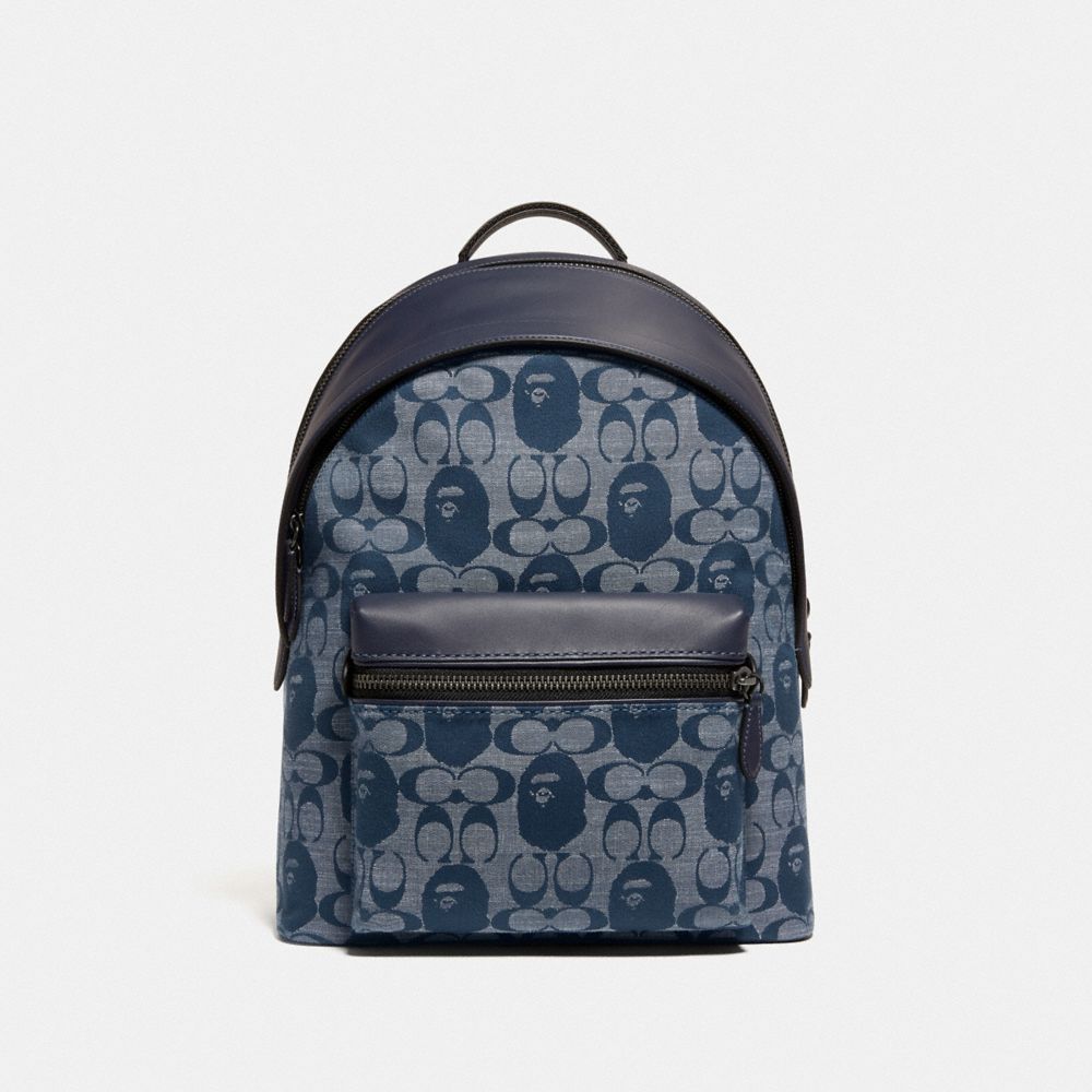 COACH®: Bape X Coach Charter Backpack In Signature Chambray