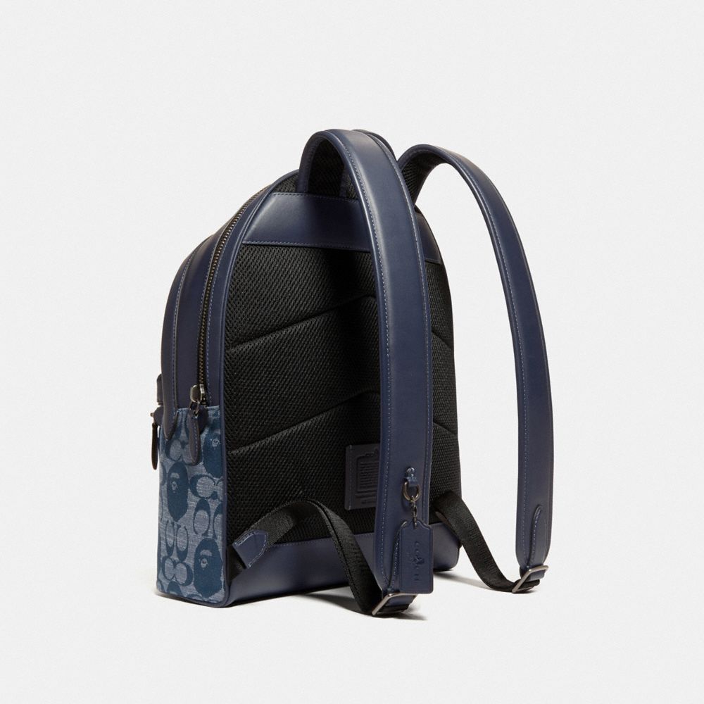 COACH®,Bape X Coach Charter Backpack In Signature Chambray,,Angle View