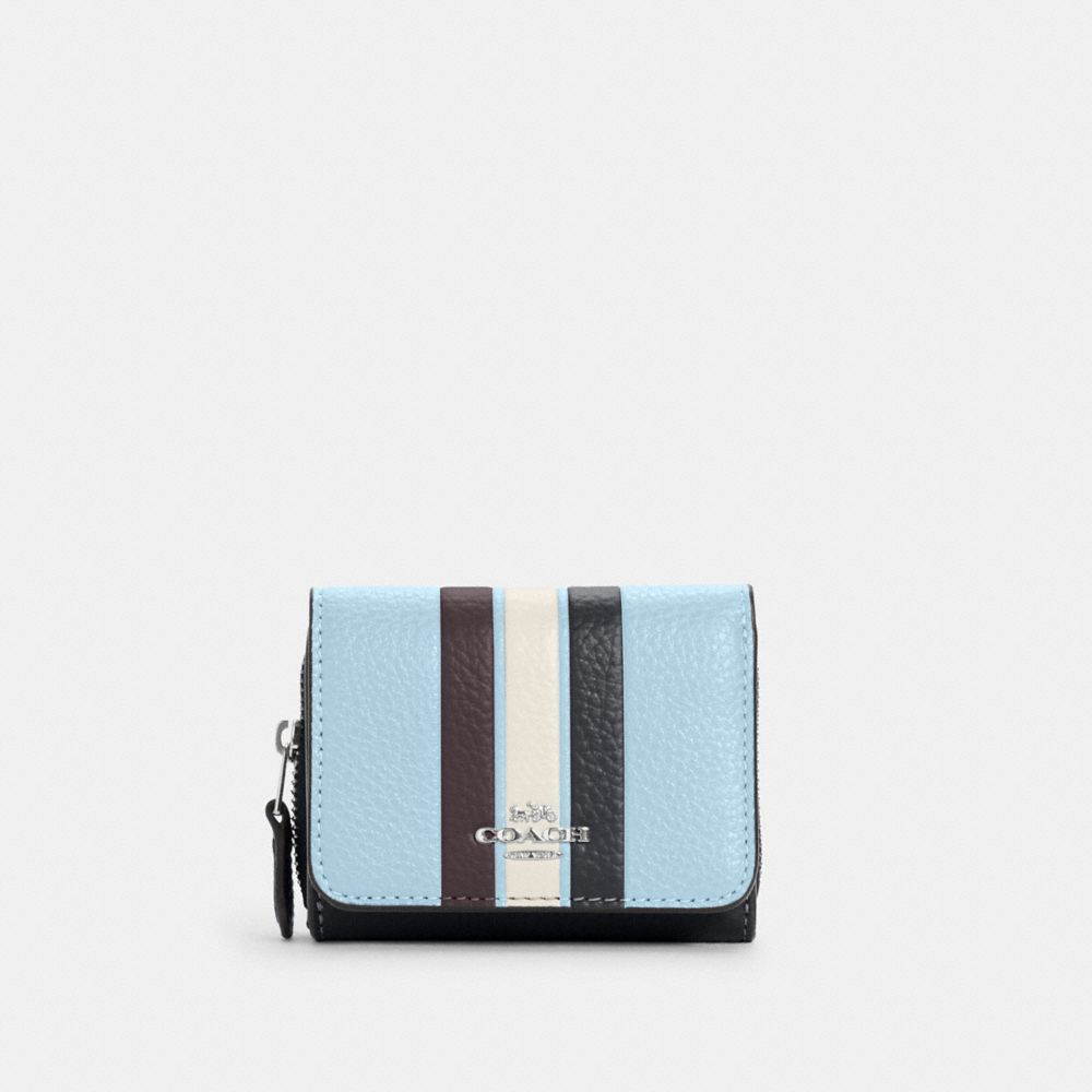 NWT COACH Small Trifold Wallet In Colorblock With Stripe