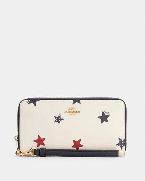 Long Zip Around Wallet With American Star Print
