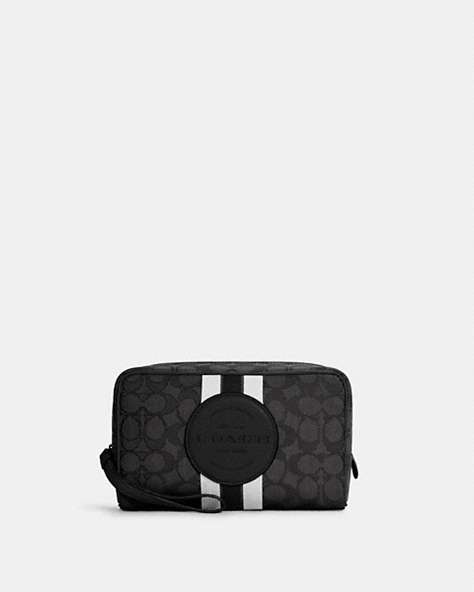 Dempsey Boxy Cosmetic Case 20 In Signature Jacquard With Stripe And Coach Patch