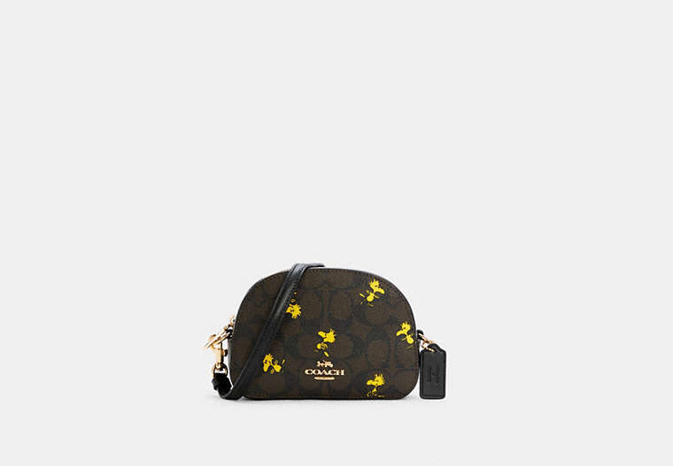 Coach X Peanuts Mini Serena Crossbody In Signature Canvas With Woodstock Print image number 0
