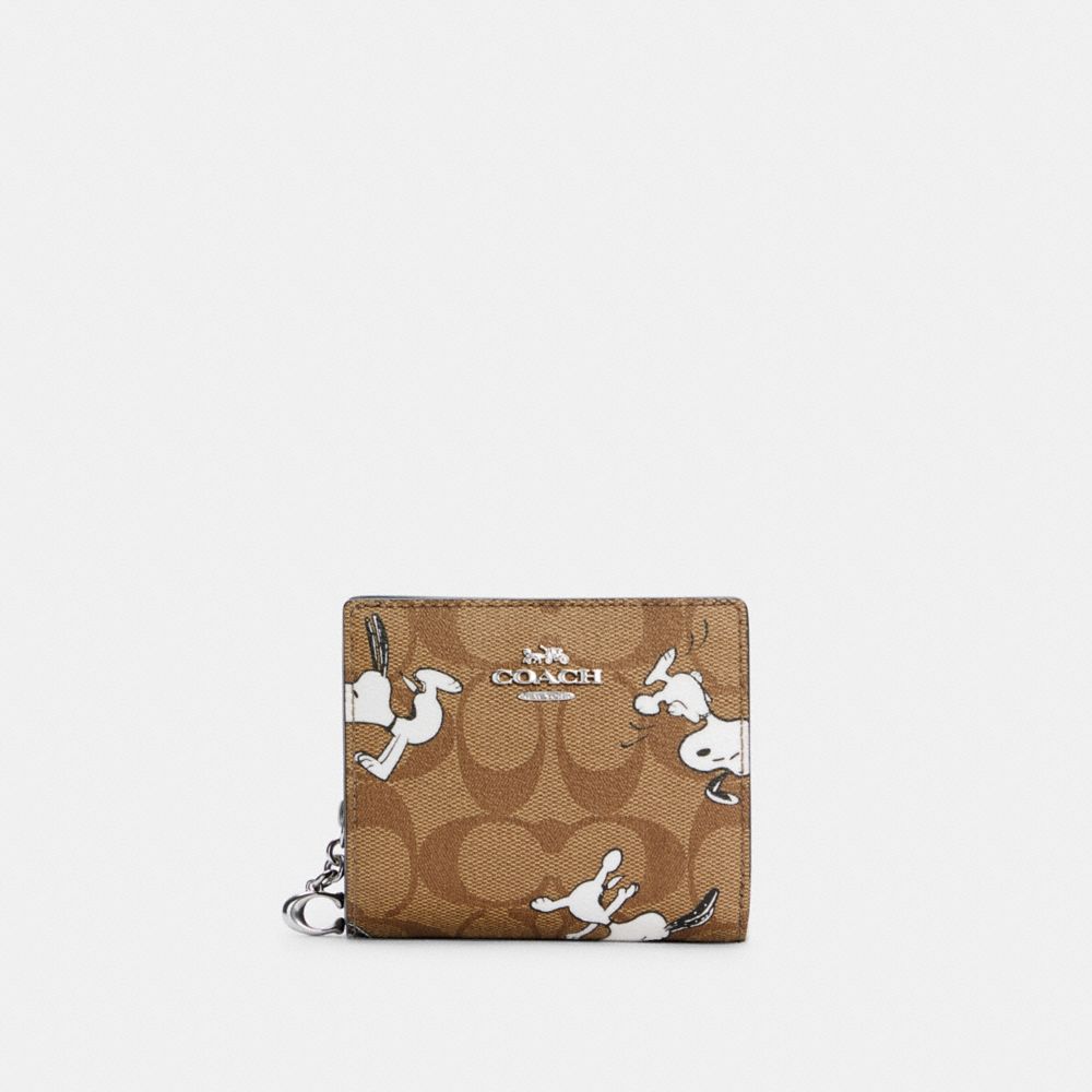 COACH® Outlet | Coach X Peanuts Snap Wallet In Signature Canvas With Snoopy  Print