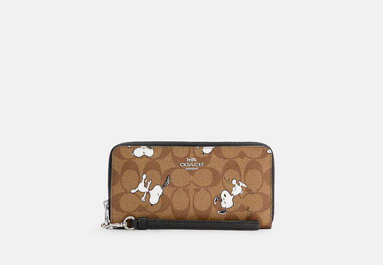 Coach X Peanuts Long Zip Around Wallet In Signature Canvas With Snoopy Print image number 0