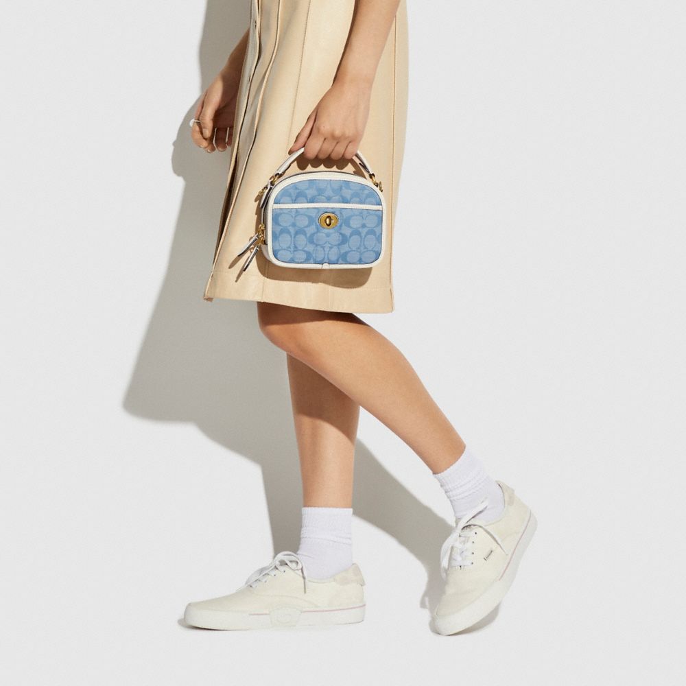 COACH® | Lunchbox Top Handle In Signature Chambray With Quilting