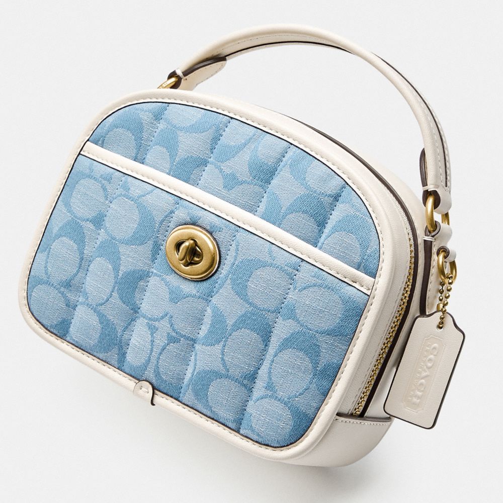 COACH® | Lunchbox Top Handle In Signature Chambray With Quilting