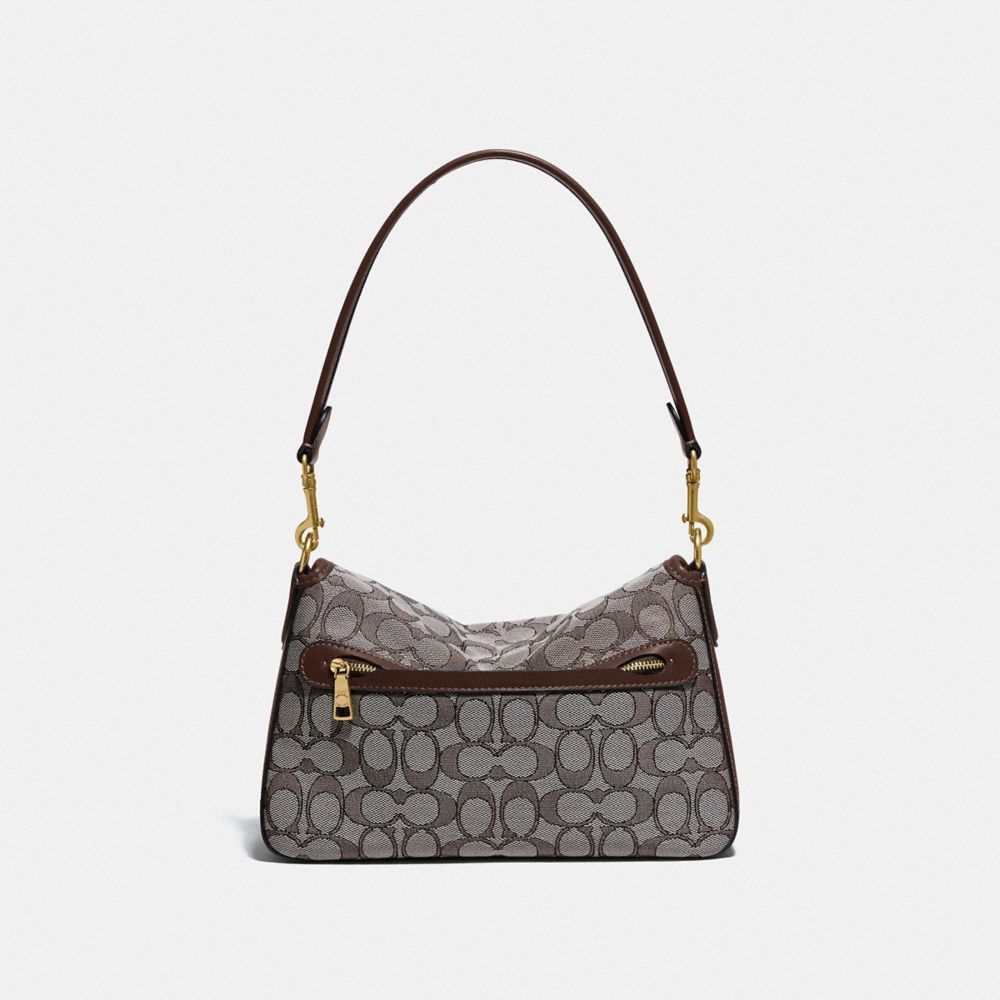Coach Soft Tabby Shoulder Bag In Signature Jacquard In Brass/oak Maple