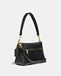 COACH®,SOFT TABBY SHOULDER BAG,Smooth Leather,Small,Brass/Black,Angle View
