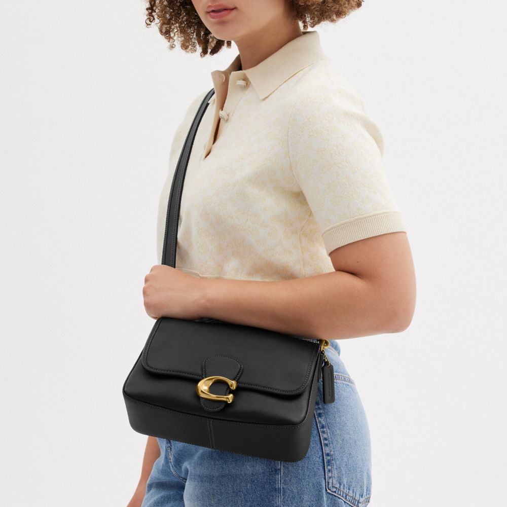 Coach Soft Tabby Leather Shoulder Bag - Black/Gold