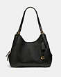 COACH®,LORI SHOULDER BAG,Pebble Leather,Large,Brass/Black,Front View