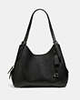 COACH®,LORI SHOULDER BAG,Pebble Leather,Medium,Pewter/Black,Front View