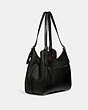 COACH®,LORI SHOULDER BAG,Pebble Leather,Large,Pewter/Black,Angle View