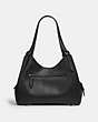 COACH®,LORI SHOULDER BAG,Pebble Leather,Medium,Pewter/Black,Back View