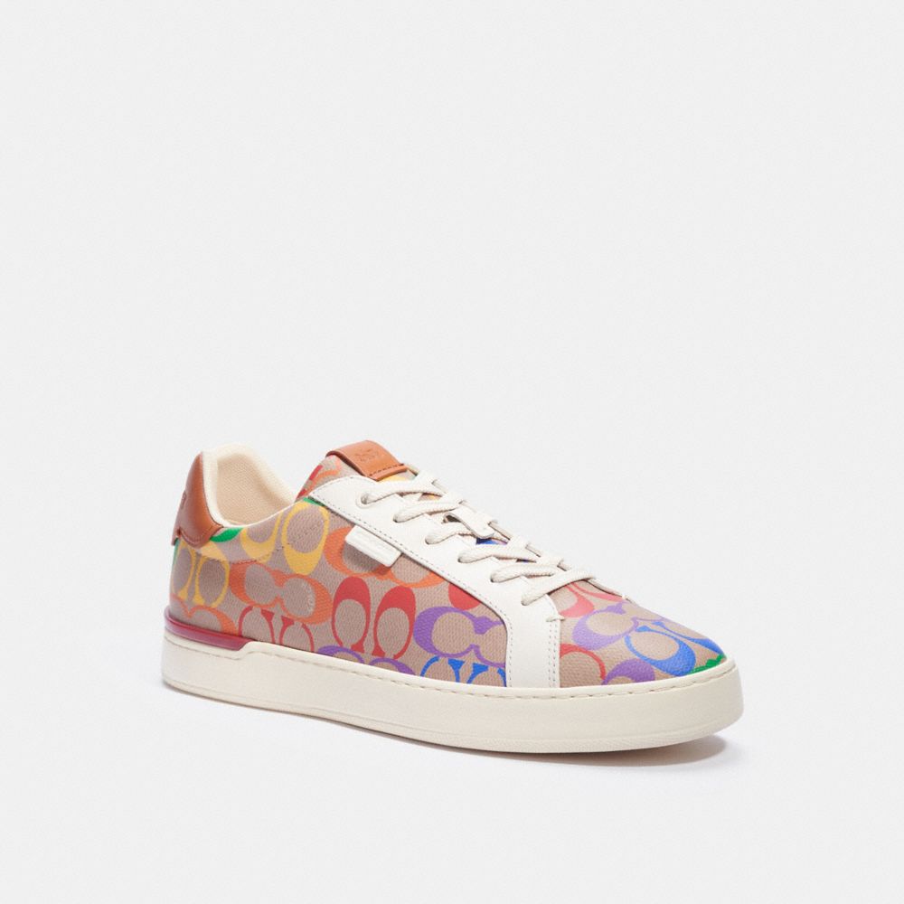 lowline low top sneaker in rainbow signature canvas