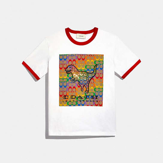 COACH® | Rainbow Signature Rexy T Shirt In Organic Cotton