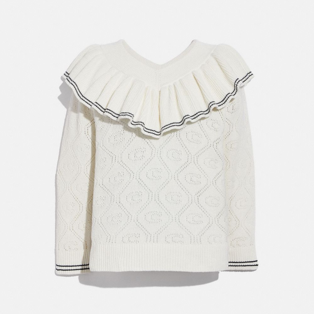 COACH® Ruffled Collar Sweater