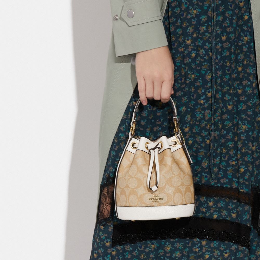 Coach Mini Dempsey Bucket Bag In Signature Jacquard With Stripe And ...