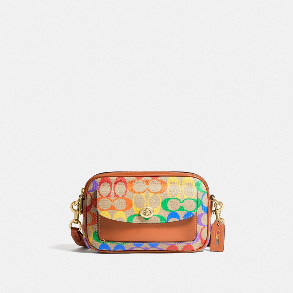 Coach Camera Bag In Rainbow Signature Canvas