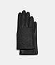 COACH®,SIGNATURE LEATHER TECH GLOVES,Leather,Black,Front View