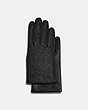 COACH®,SIGNATURE LEATHER TECH GLOVES,Leather,Black,Front View