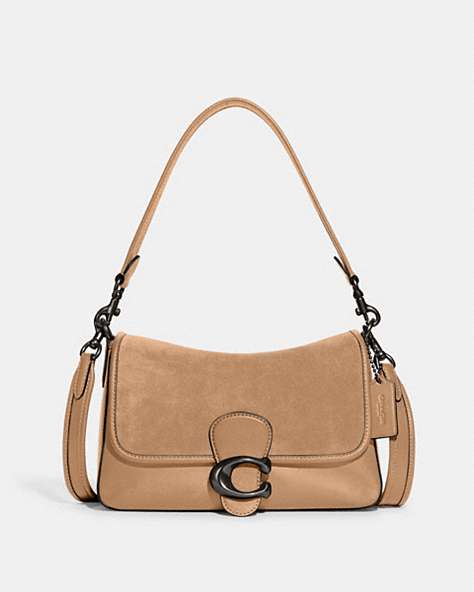 COACH®,SOFT TABBY SHOULDER BAG,Smooth Leather/Suede,Small,Pewter/Toffee,Front View