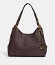 COACH®,LORI SHOULDER BAG,Pebble Leather/Suede,Medium,Brass/Maple,Front View